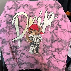 Hustle T-shirt Pink Black Drip Bear Red Hat